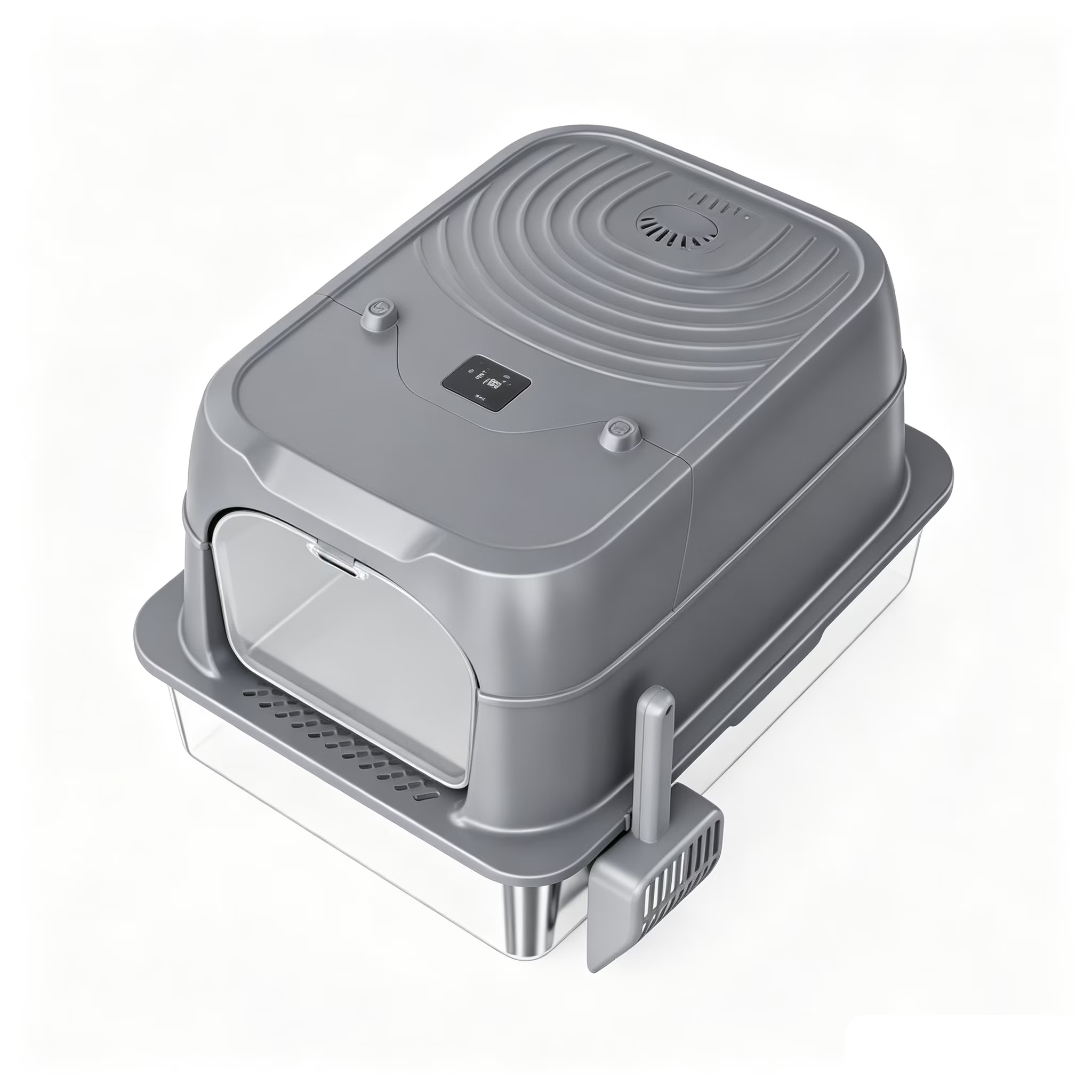 Nycoba Hooded Cat Litter Box with Smart Deodorizer, Stainless Steel Pull Out Drawer Enclosed Cat Toilet with Hanging Litter Scoop for Indoor Cats
