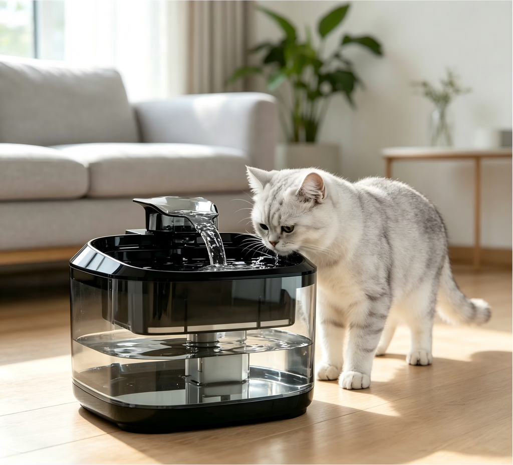 Nycoba Automatic Cat Water Fountain, Visible Water Level Pet Drinking Fountain, Ultra‑Quiet Recirculating Filtered Water Dispenser for Cats & Dogs
