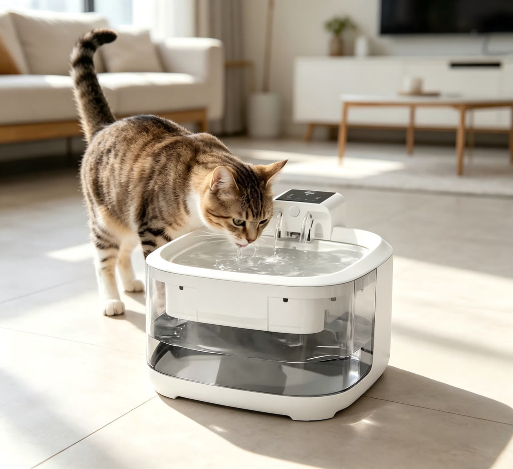 Nycoba Cordless Battery‑Powered Cat Water Fountain,4.5L Visible Water Window Pet Fountain with Induction/Timing Mode