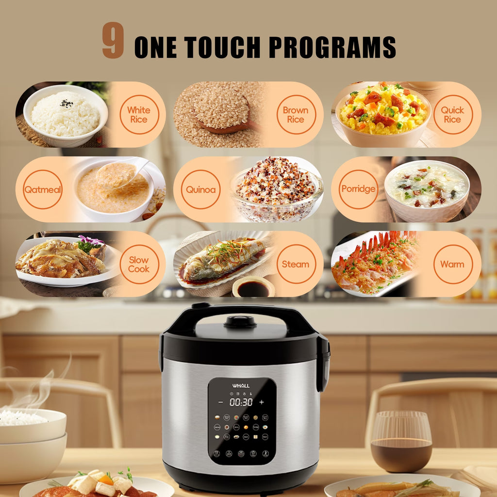 Nycoba Digital Rice Cooker, 10-Cup, Steamer Multicooker Slow Cooker
