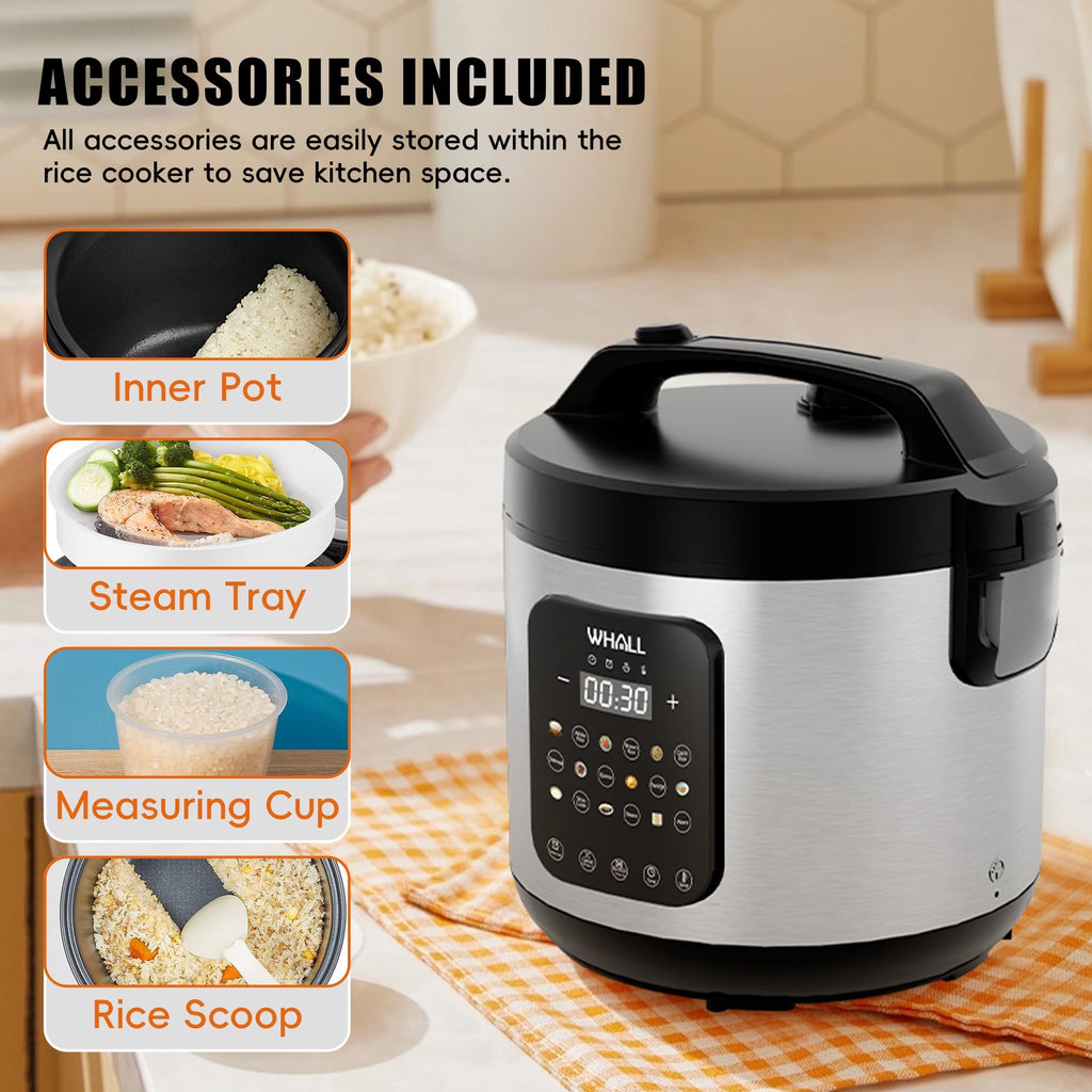 Nycoba Digital Rice Cooker, 10-Cup, Steamer Multicooker Slow Cooker