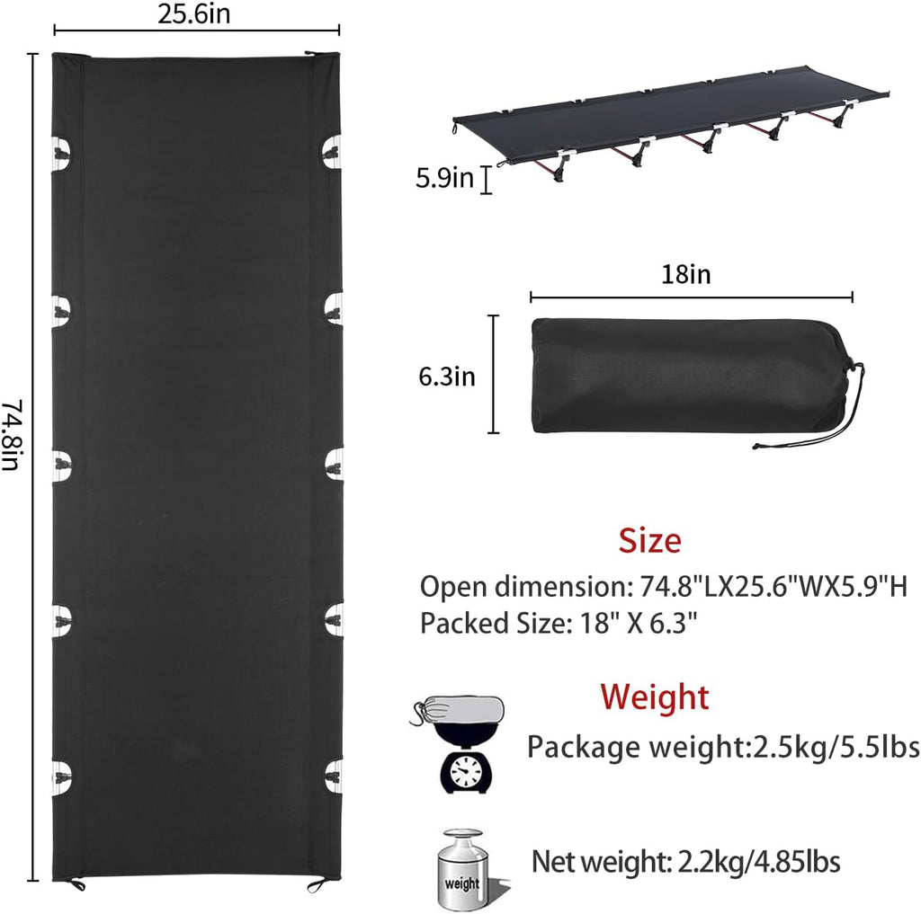 Nycoba Fold‑Up Camping Bed for Adults, 330 Lbs Heavy‑Duty Portable Collapsible Cot for Outdoor & Indoor Use