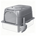 Nycoba Smart Deodorizing Enclosed Cat Litter Box, Pull Out Stainless Steel Drawer Hooded Cat Toilet with Litter Scoop