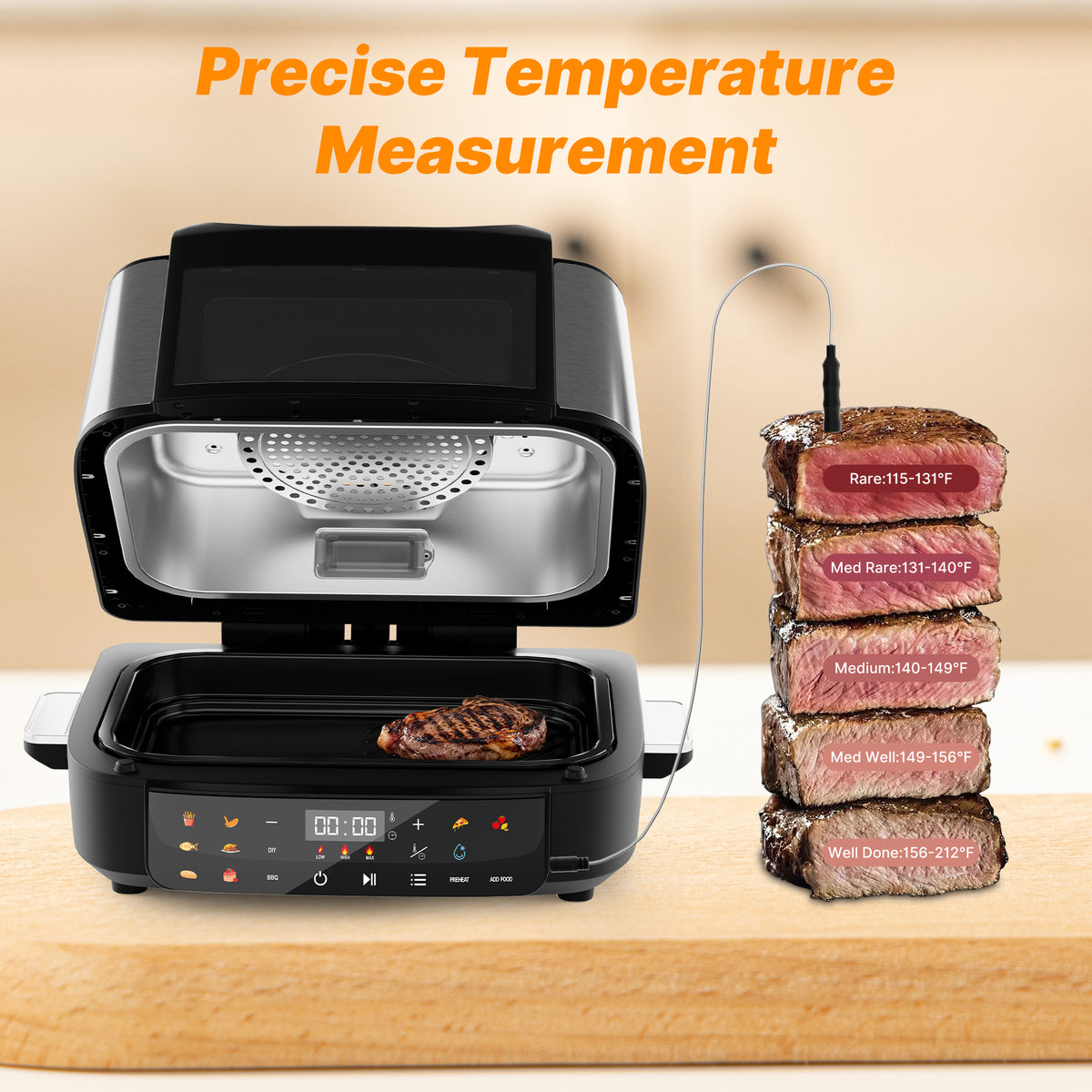 Nycoba 12‑in‑1 Indoor Grill, 1800W Multi‑Function Countertop Cooker, Air Fry