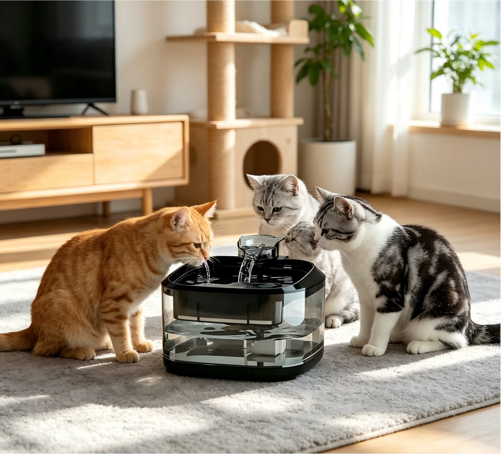 Nycoba Automatic Cat Water Fountain, Visible Water Level Pet Drinking Fountain, Ultra‑Quiet Recirculating Filtered Water Dispenser for Cats & Dogs