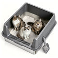 Nycoba Open Top Cat Litter Box, Stainless Steel High Splash Guard Cat Pan with Anti Tracking Pedal & Litter Scoop