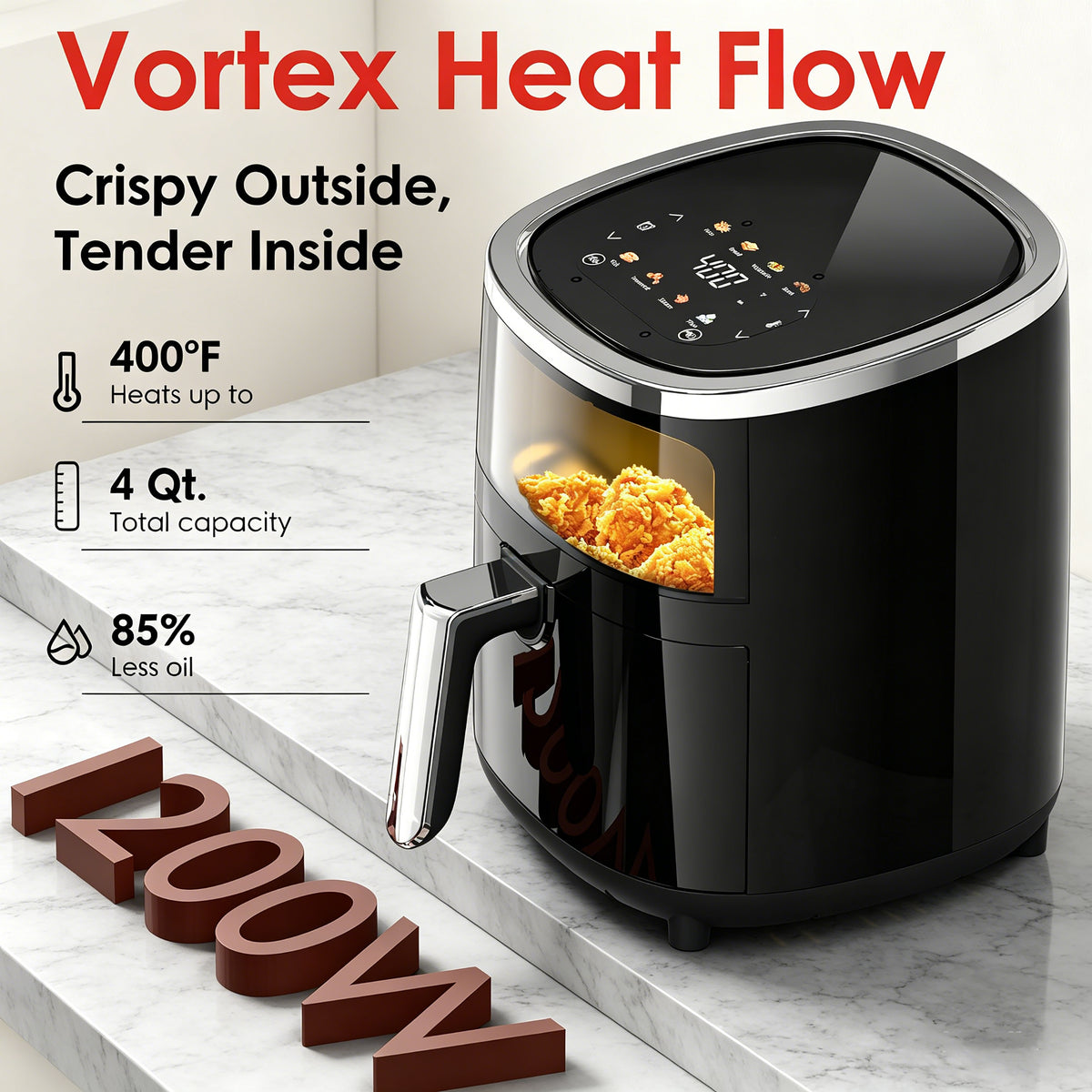 Nycoba 4 qt Air Fryer, Reheats, Dehydrates