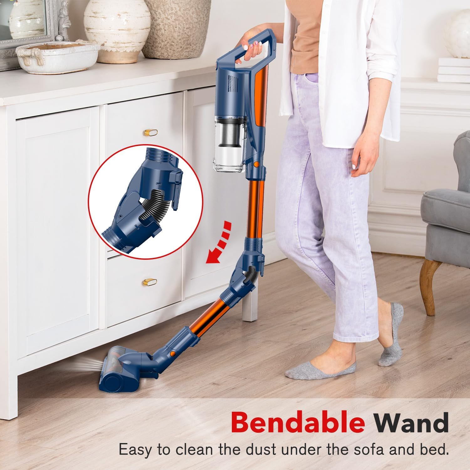 Nycoba 25KPa Brushless Stick Cordless Vacuum, 55 Mins Run for Pet Hair & Floors