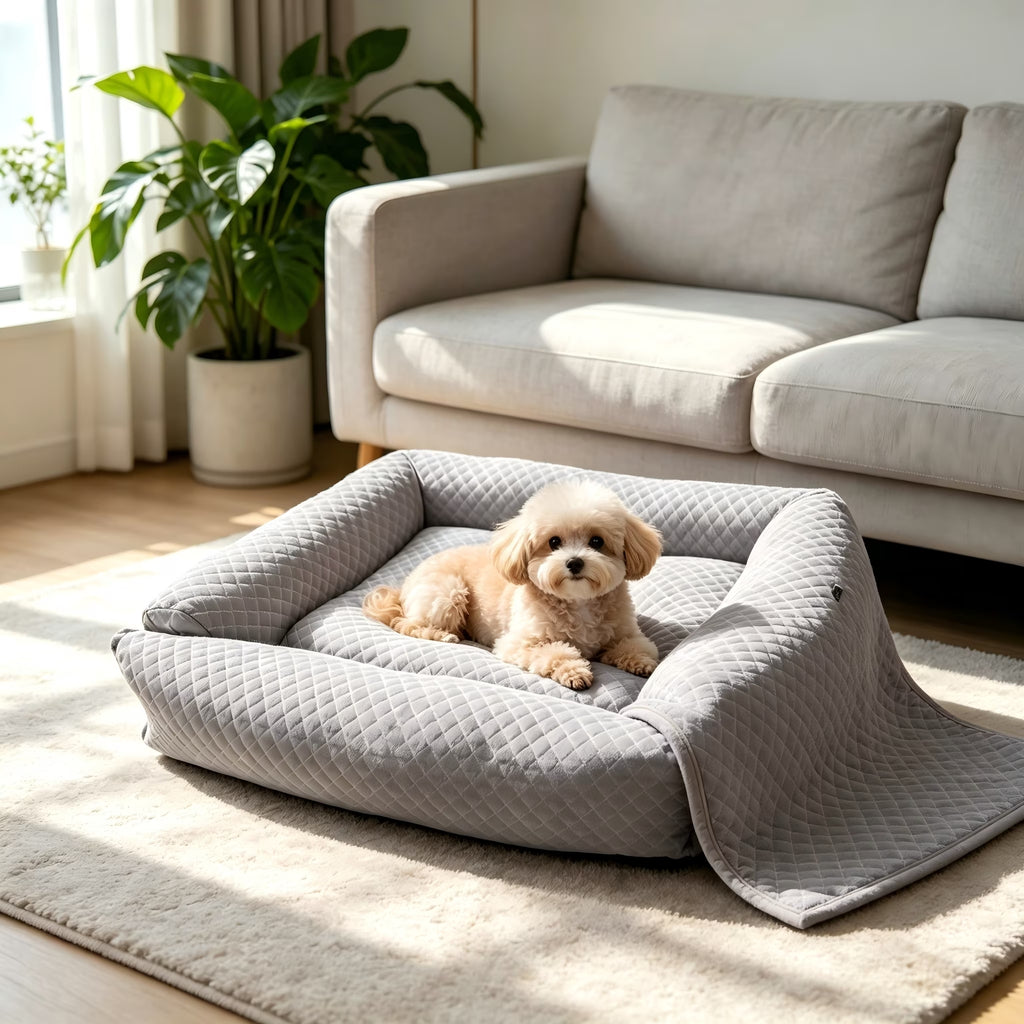 Nycoba Dog Bed with Blanket, Cozy Luxury Pet Bed,Calming Anti-Anxiety Dog Burrow Bed