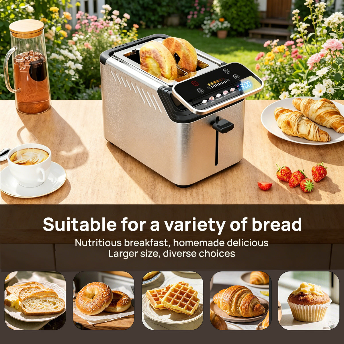 Nycoba 4-Slice Toaster, Stainless Steel with Extra Wide Slots