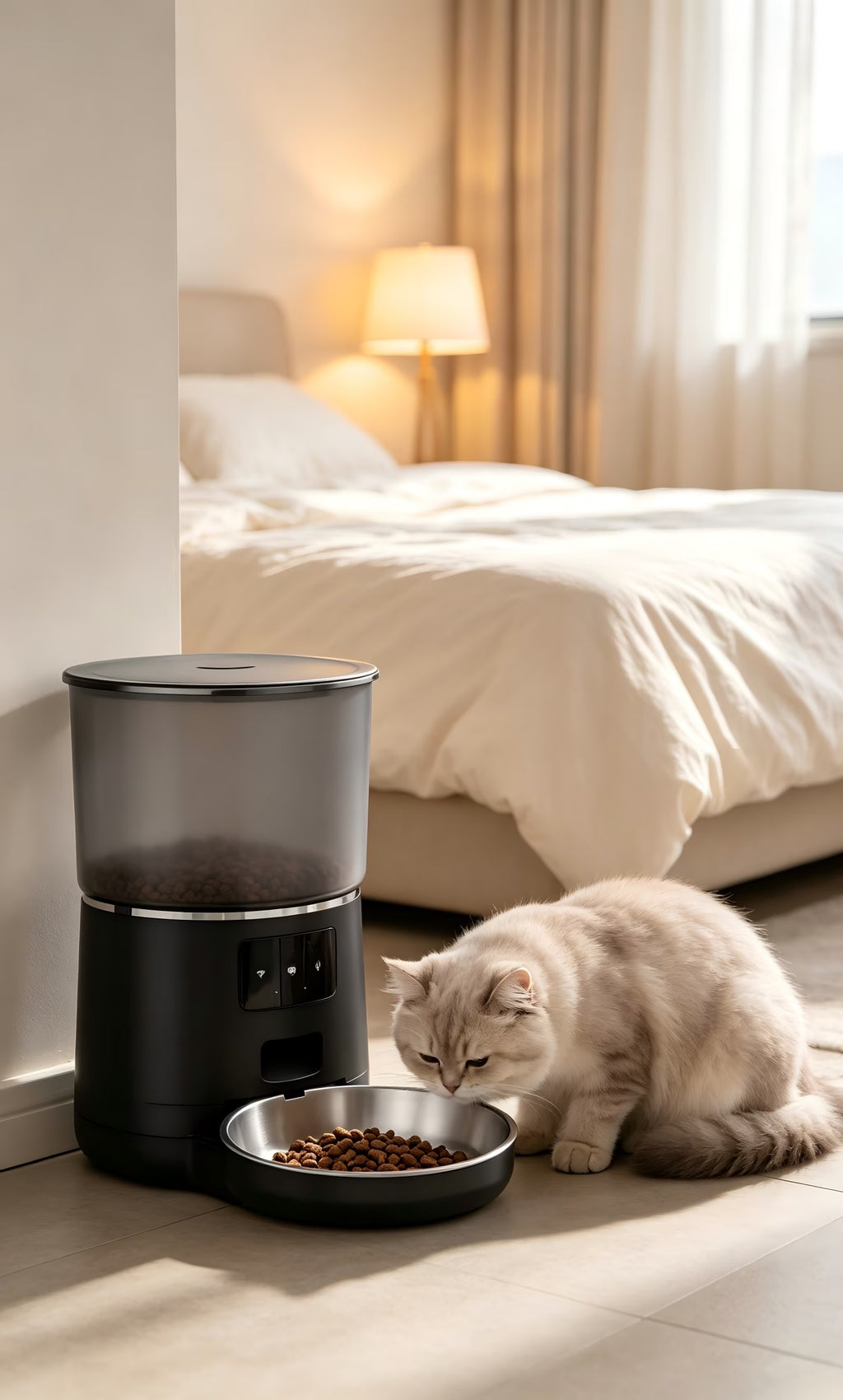 Nycoba WiFi Automatic Pet Feeder, Timed Programmable Food Dispenser with Stainless Steel Bowl for Cats & Small Dogs