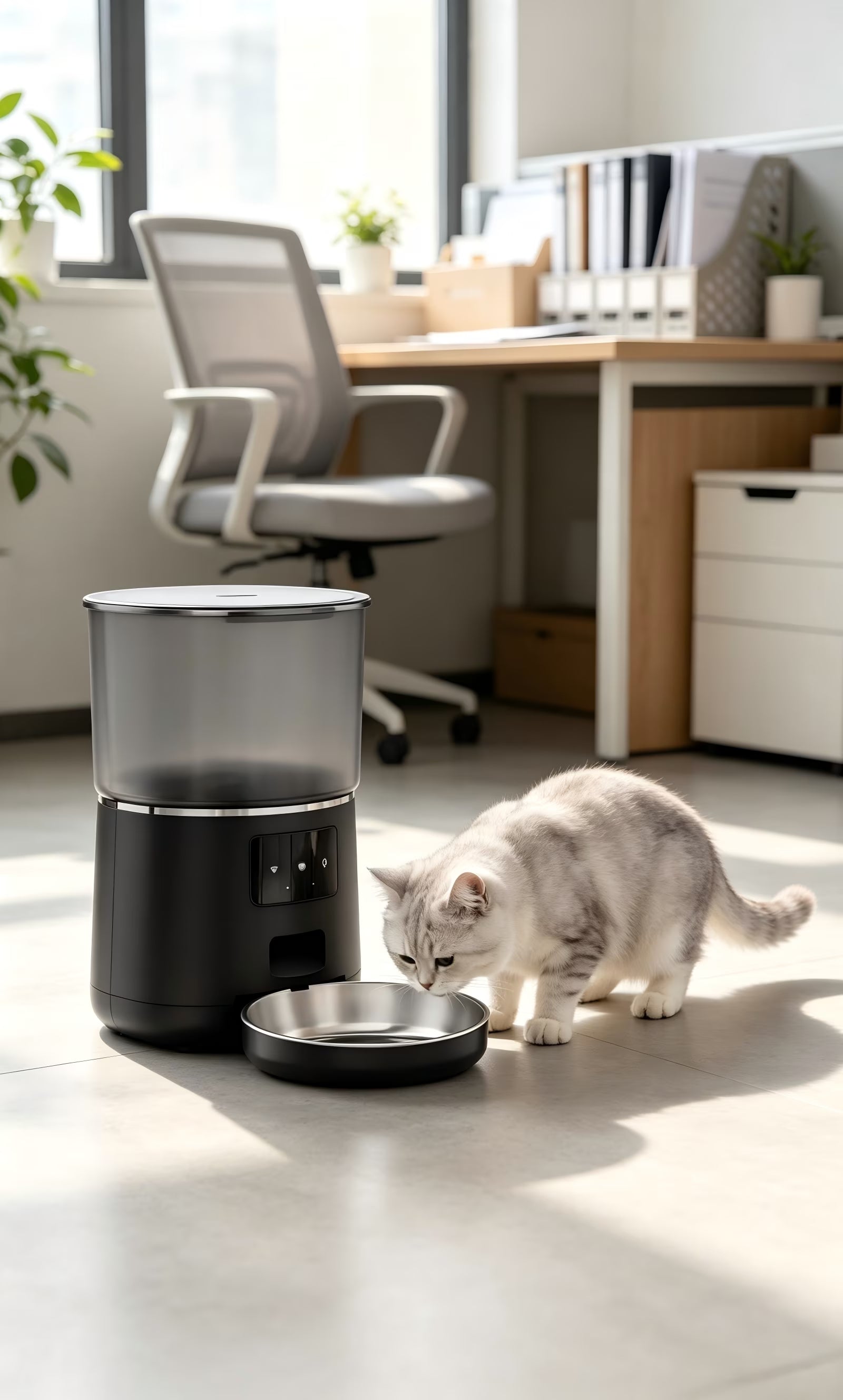 Nycoba WiFi Automatic Pet Feeder, Timed Programmable Food Dispenser with Stainless Steel Bowl for Cats & Small Dogs