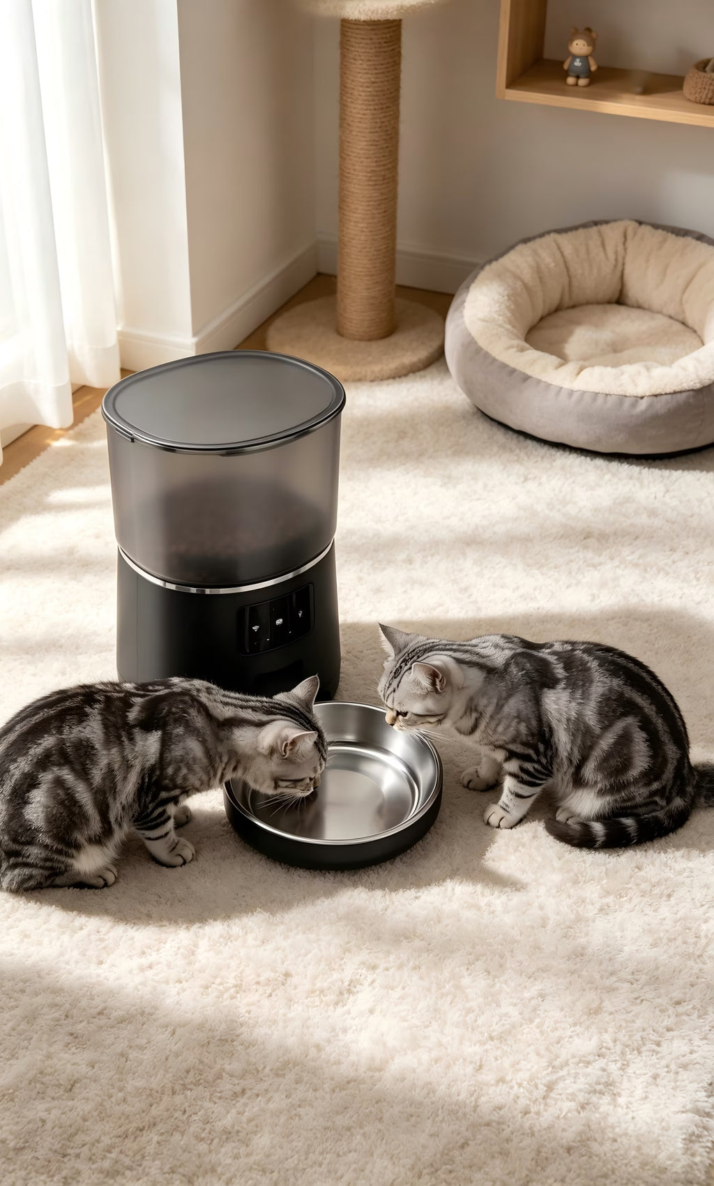Nycoba Automatic Smart Pet Feeder, WiFi App Control Timed Cat Dog Feeder with Stainless Steel Food Bowl for Indoor Pets