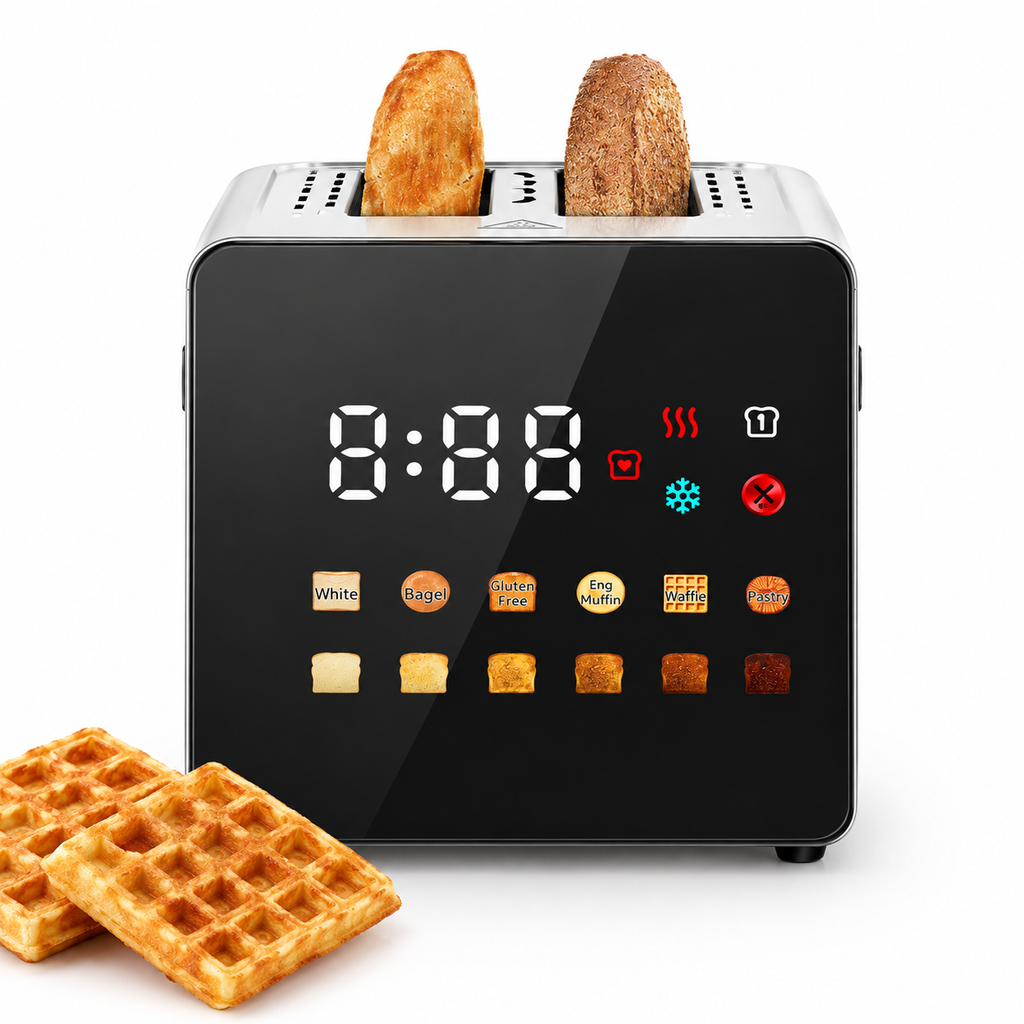 Nycoba 2-Slice Toaster, Full Touchscreen Stainless Steel, Extra Wide Slots