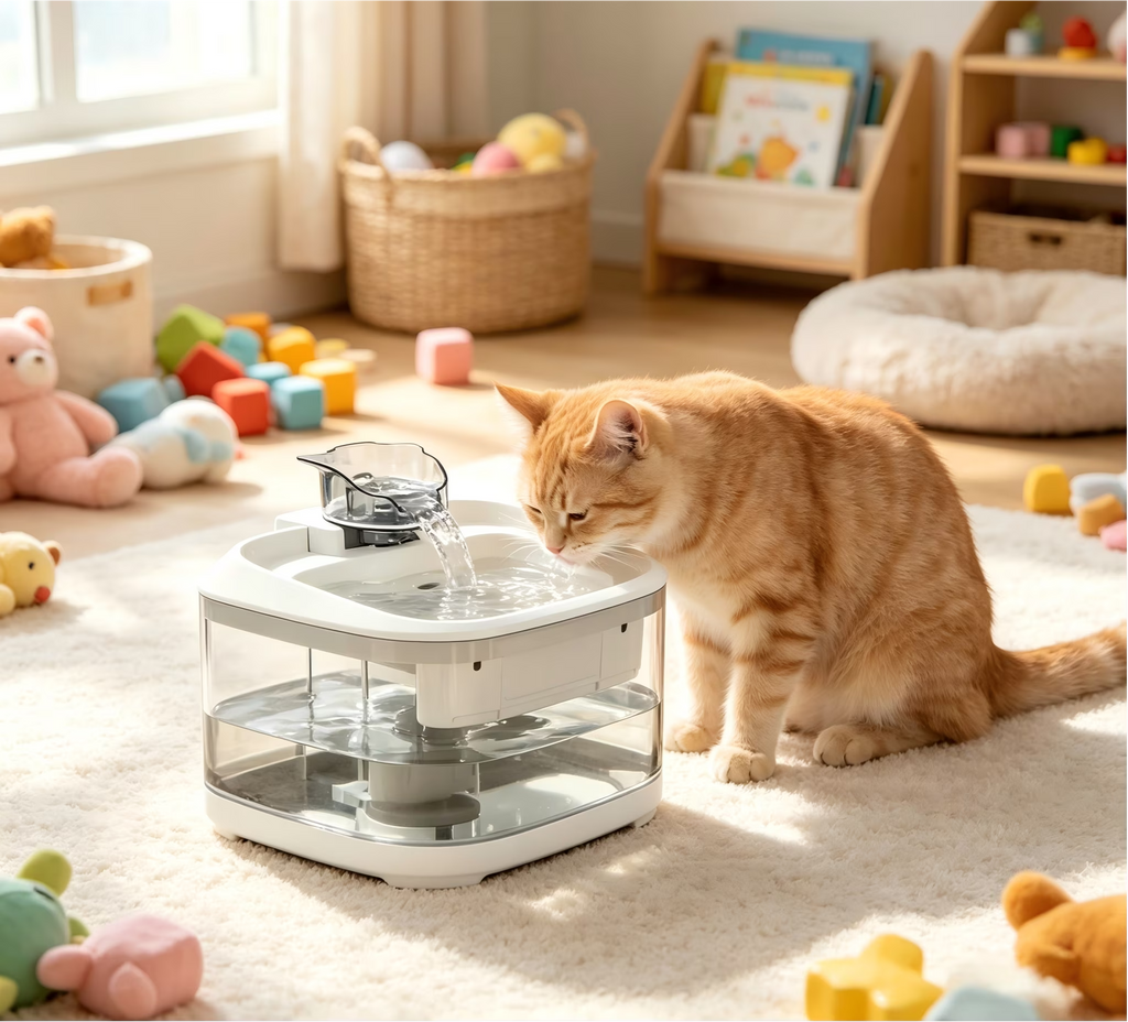 Nycoba 4.5L Large Capacity Cat Water Fountain, Visible‑Tank Plug‑in Pet Drinking Fountain with 3‑Layer Precision Filtration