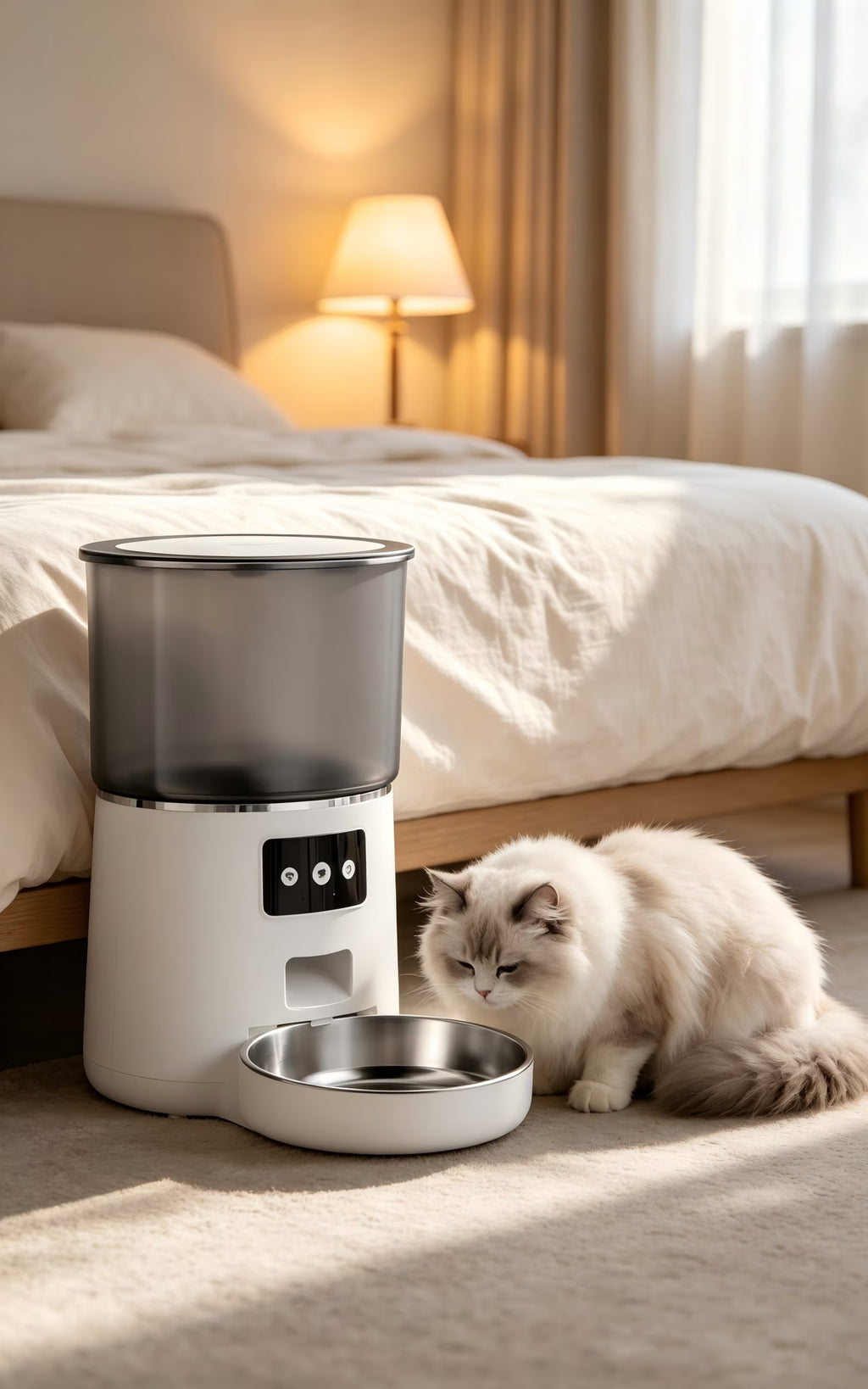 Nycoba WiFi Smart Pet Feeder, Programmable Portion Control Cat Dog Food Dispenser with Stainless Steel Feeding Bowl