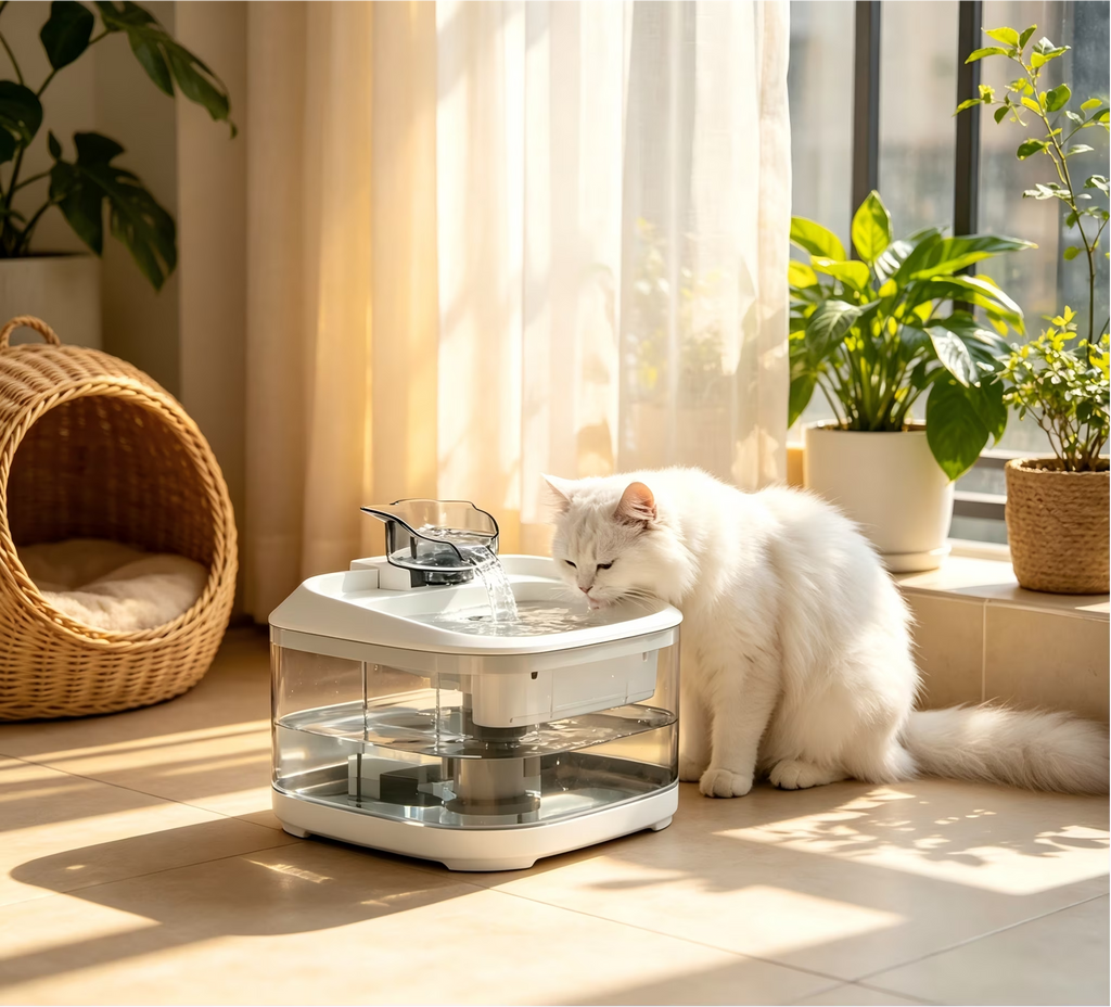 Nycoba 4.5L Large Capacity Cat Water Fountain, Visible‑Tank Plug‑in Pet Drinking Fountain with 3‑Layer Precision Filtration